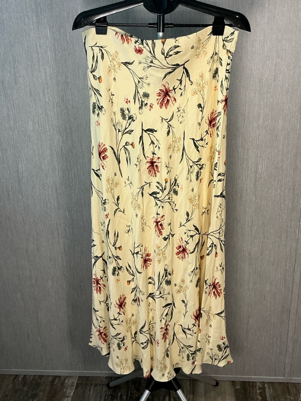 Anthropologie Cream Maxi Skirt with Rust Floral Print Size Large - Picture 8 of 12